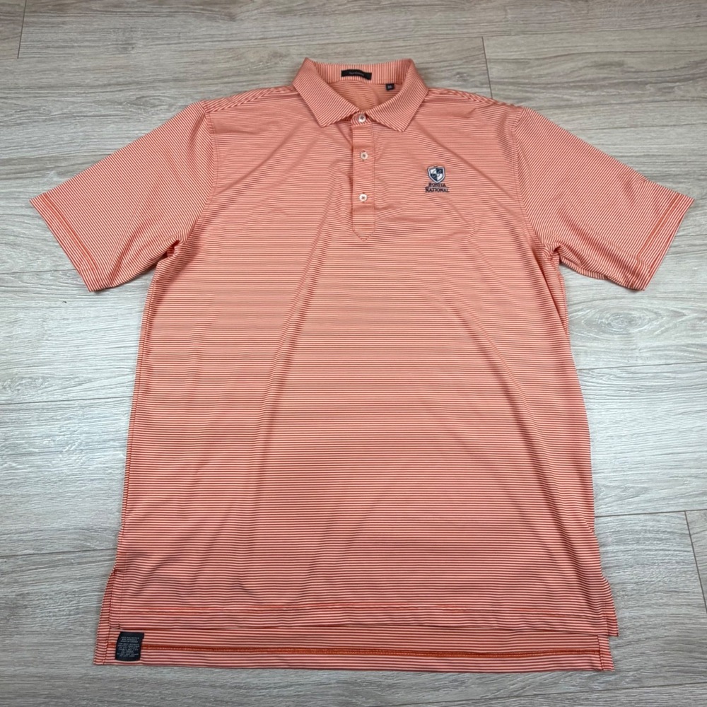 Turtleson Mens XL Orange White Stripe Golf Polo Shirt Bonita National - Picture 1 of 8